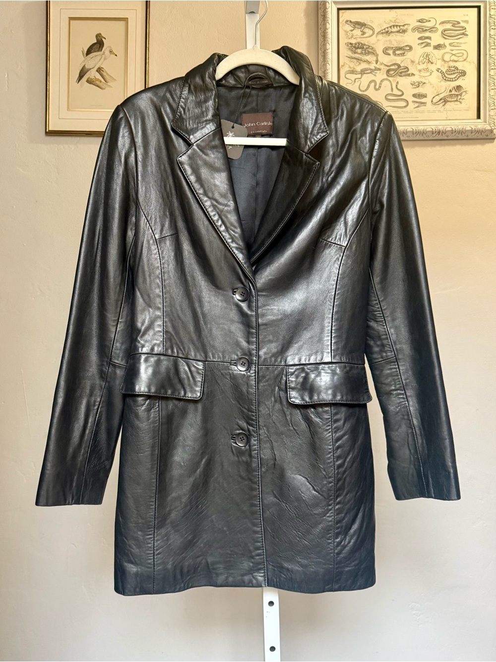 Vintage Carlisle Black Lamb Skin Leather Blazer-Style Women's Jacket Size XS